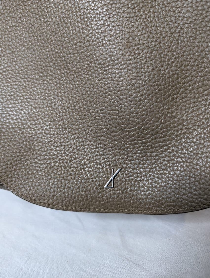 Metallic Taupe Leather Crossbody Handbag - Adjustable Strap — photo 4 of 8