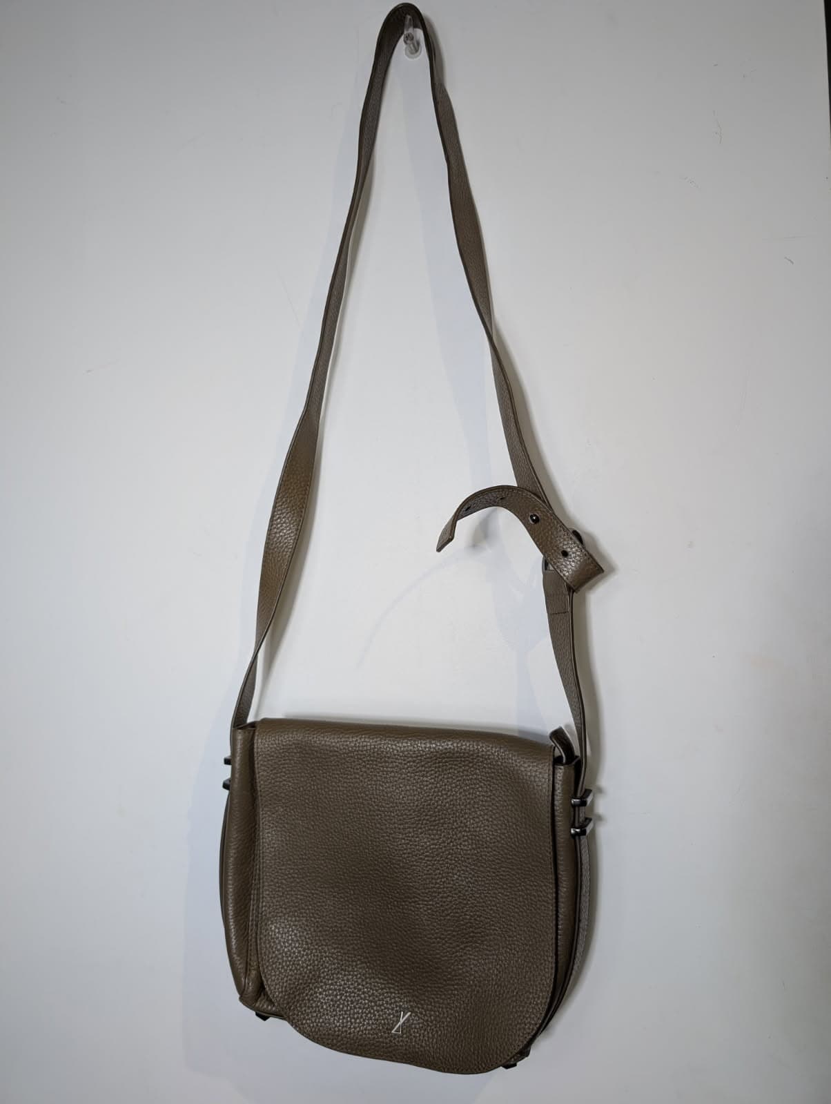Metallic Taupe Leather Crossbody Handbag - Adjustable Strap — photo 2 of 8
