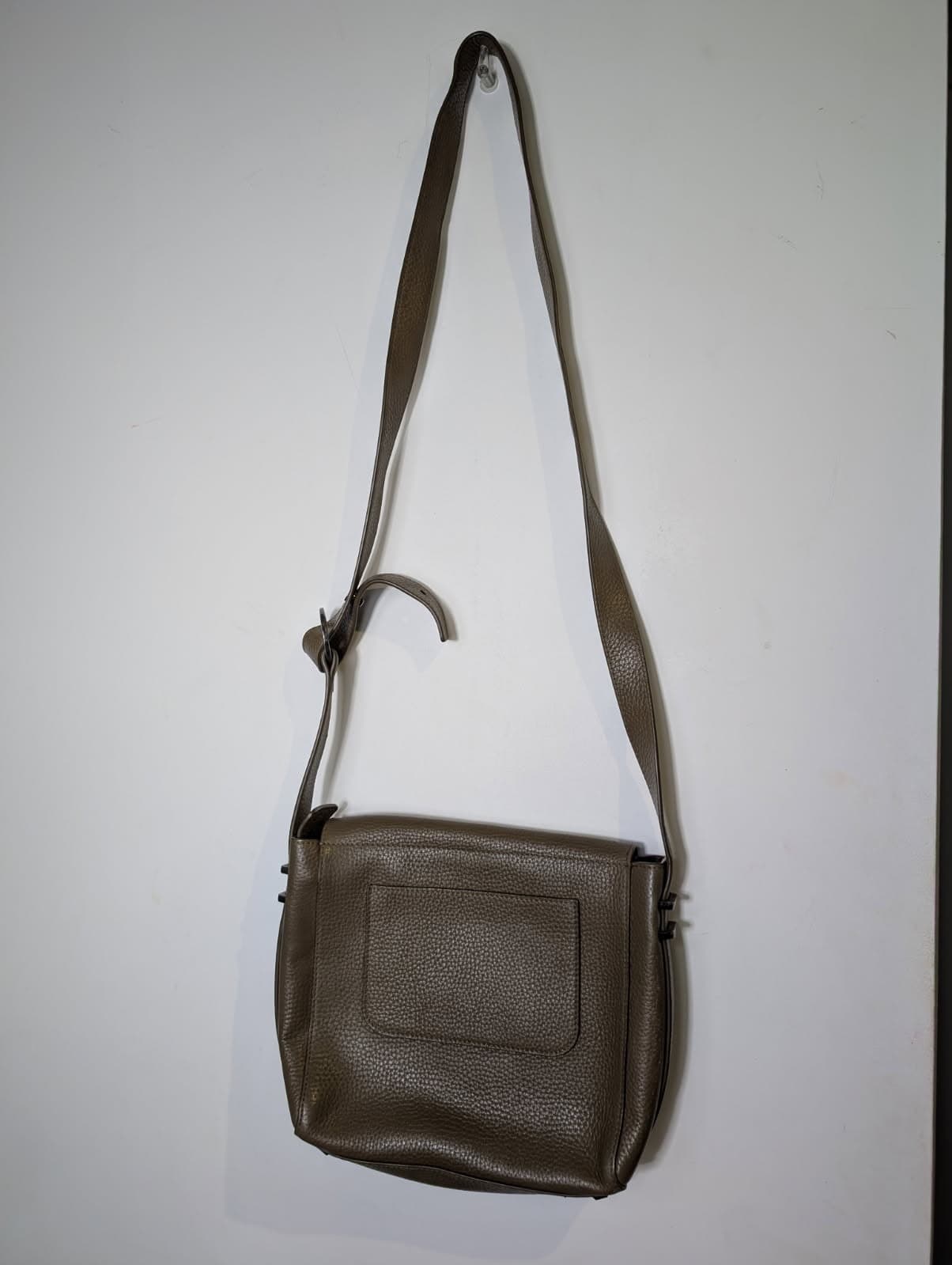 Metallic Taupe Leather Crossbody Handbag - Adjustable Strap — photo 1 of 8