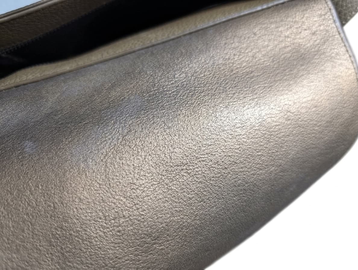 Metallic Taupe Leather Crossbody Handbag - Adjustable Strap — photo 3 of 8