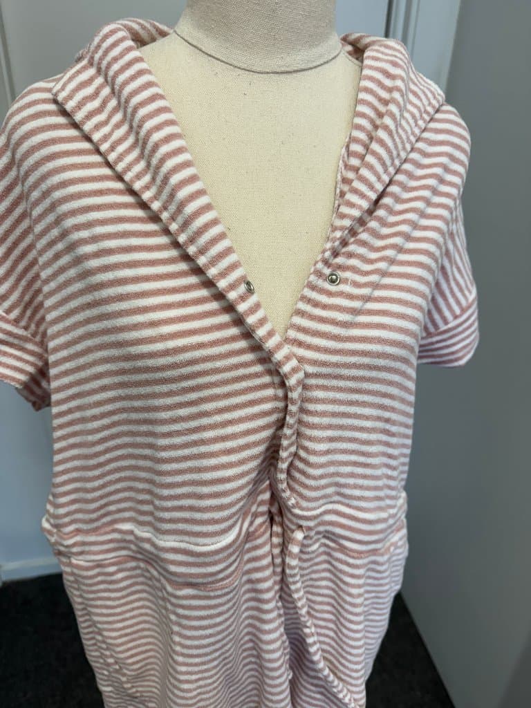 Miann & Co Women's Striped Terry Cloth Hooded Cover-Up Dress - Size XS — photo 7 of 8