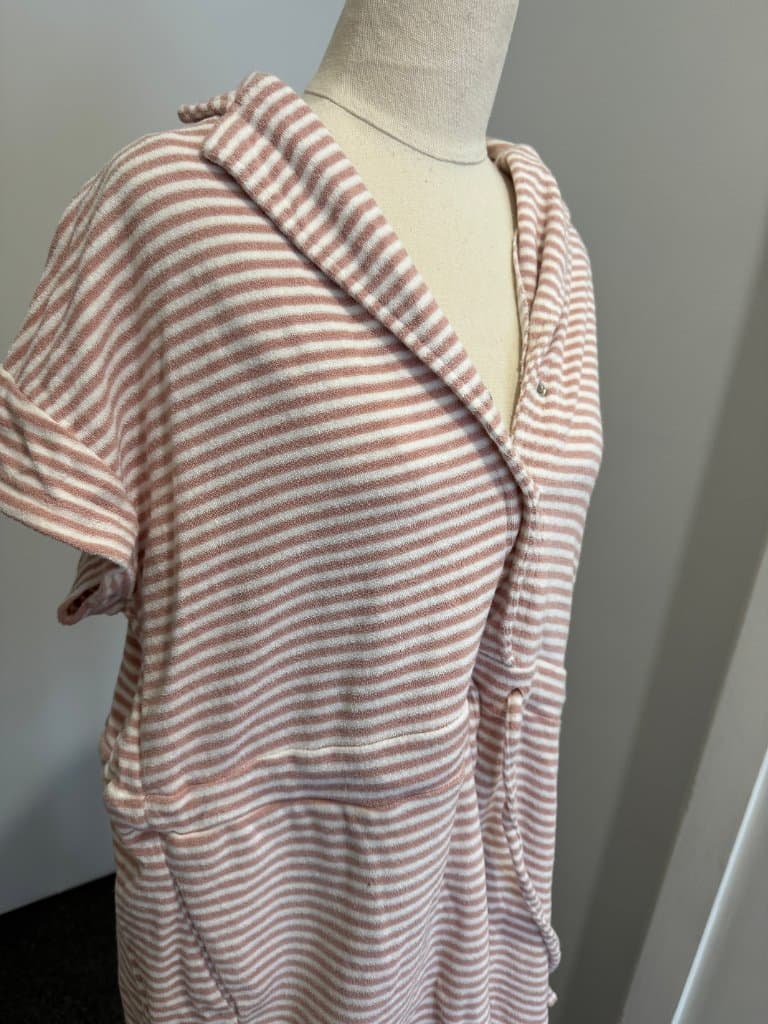 Miann & Co Women's Striped Terry Cloth Hooded Cover-Up Dress - Size XS — photo 8 of 8