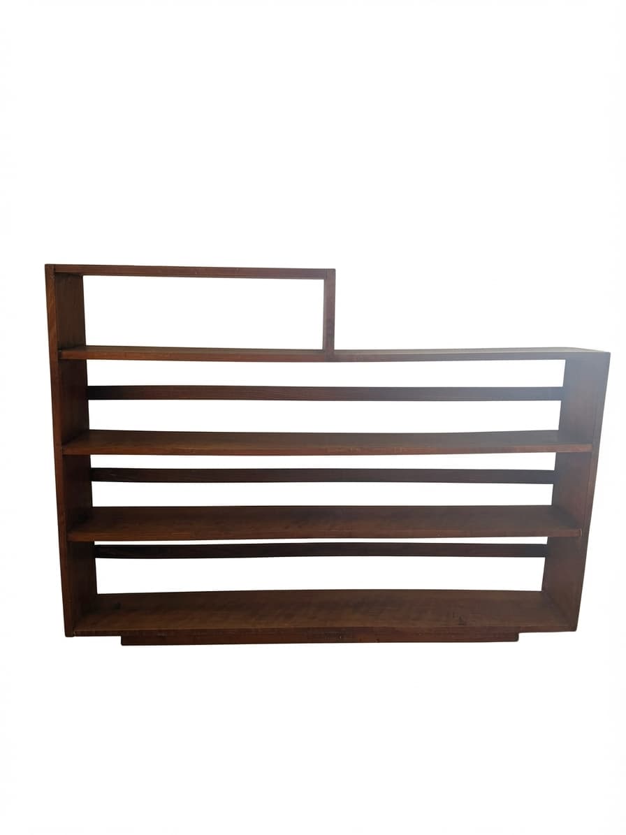 Mid-Century Modern Asymmetrical Timber Bookshelf Brown — photo 1 of 3