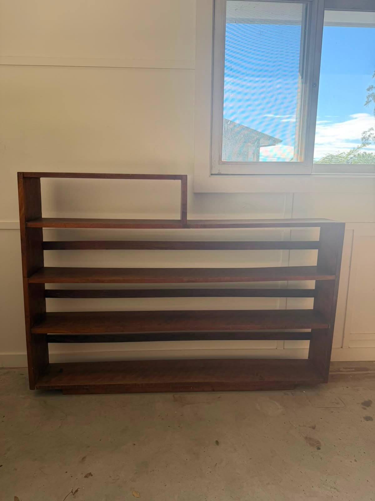 Mid-Century Modern Asymmetrical Timber Bookshelf Brown — photo 3 of 3