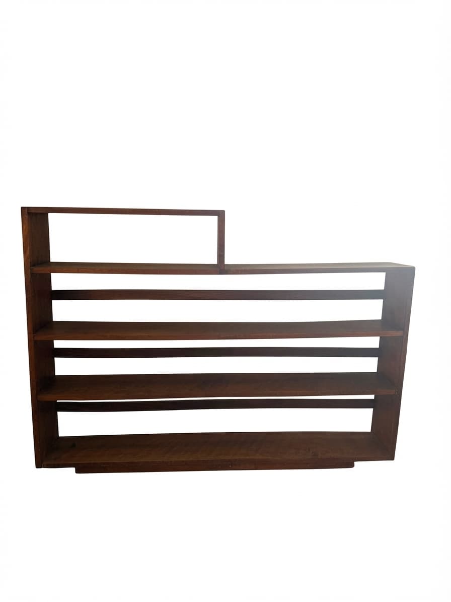 Mid-Century Modern Wooden Open Bookcase Asymmetrical Design Brown — photo 1 of 5