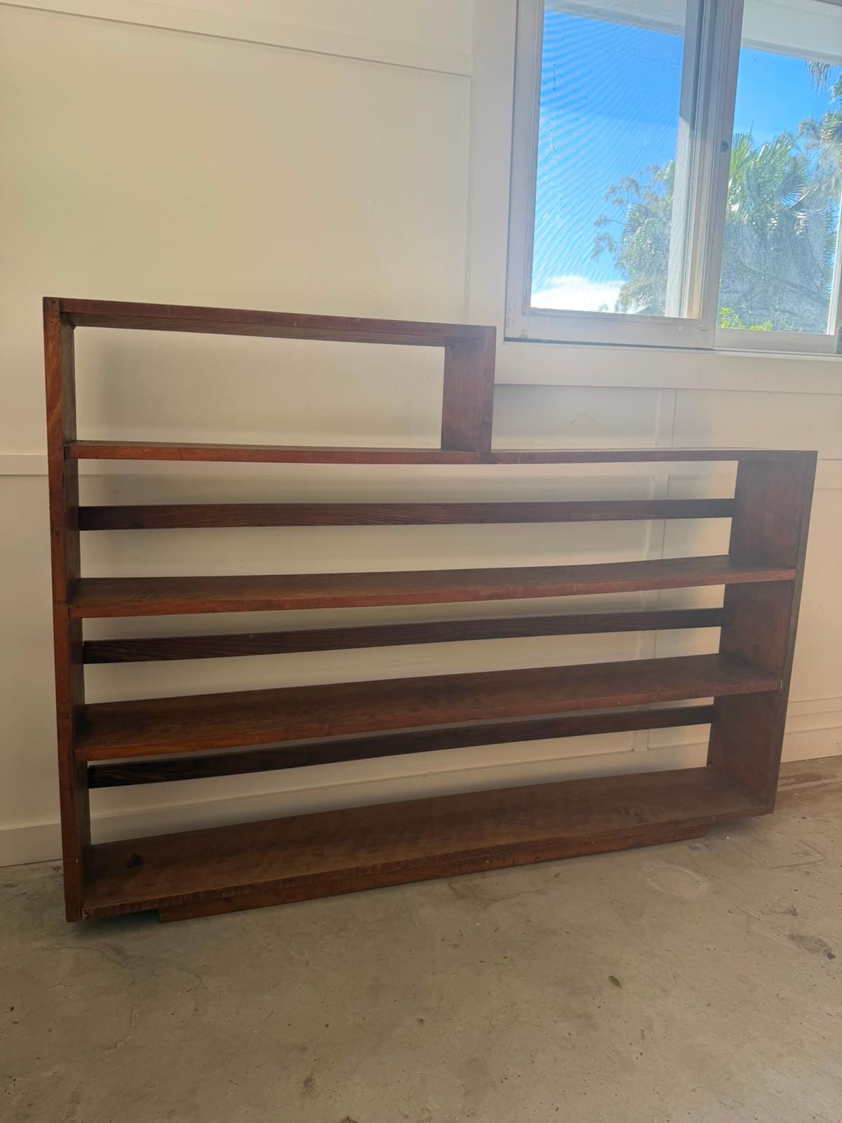 Mid-Century Modern Wooden Open Bookcase Asymmetrical Design Brown — photo 5 of 5
