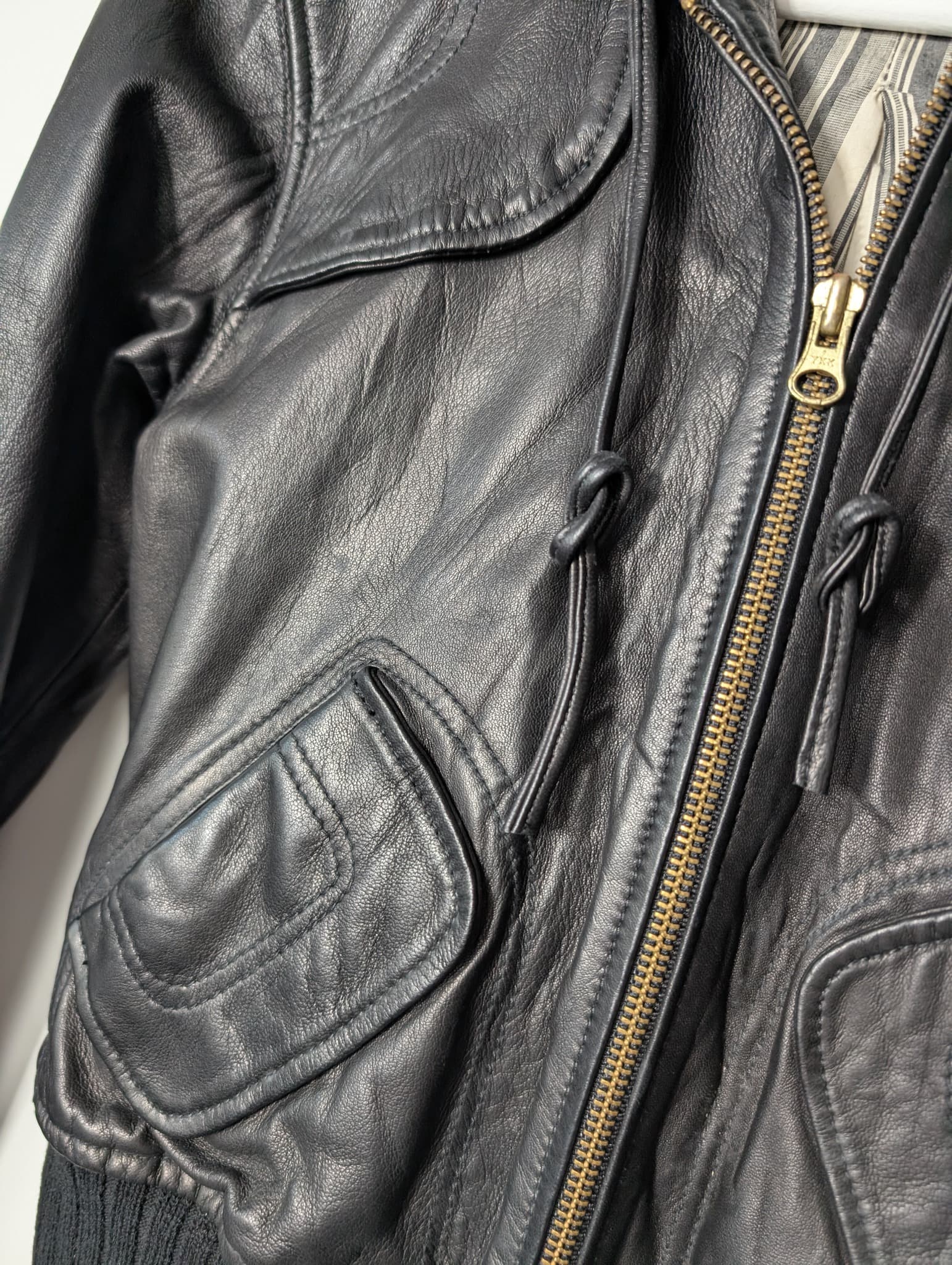 MIKE & CHRIS Leather Hooded Bomber Jacket Black — photo 2 of 4