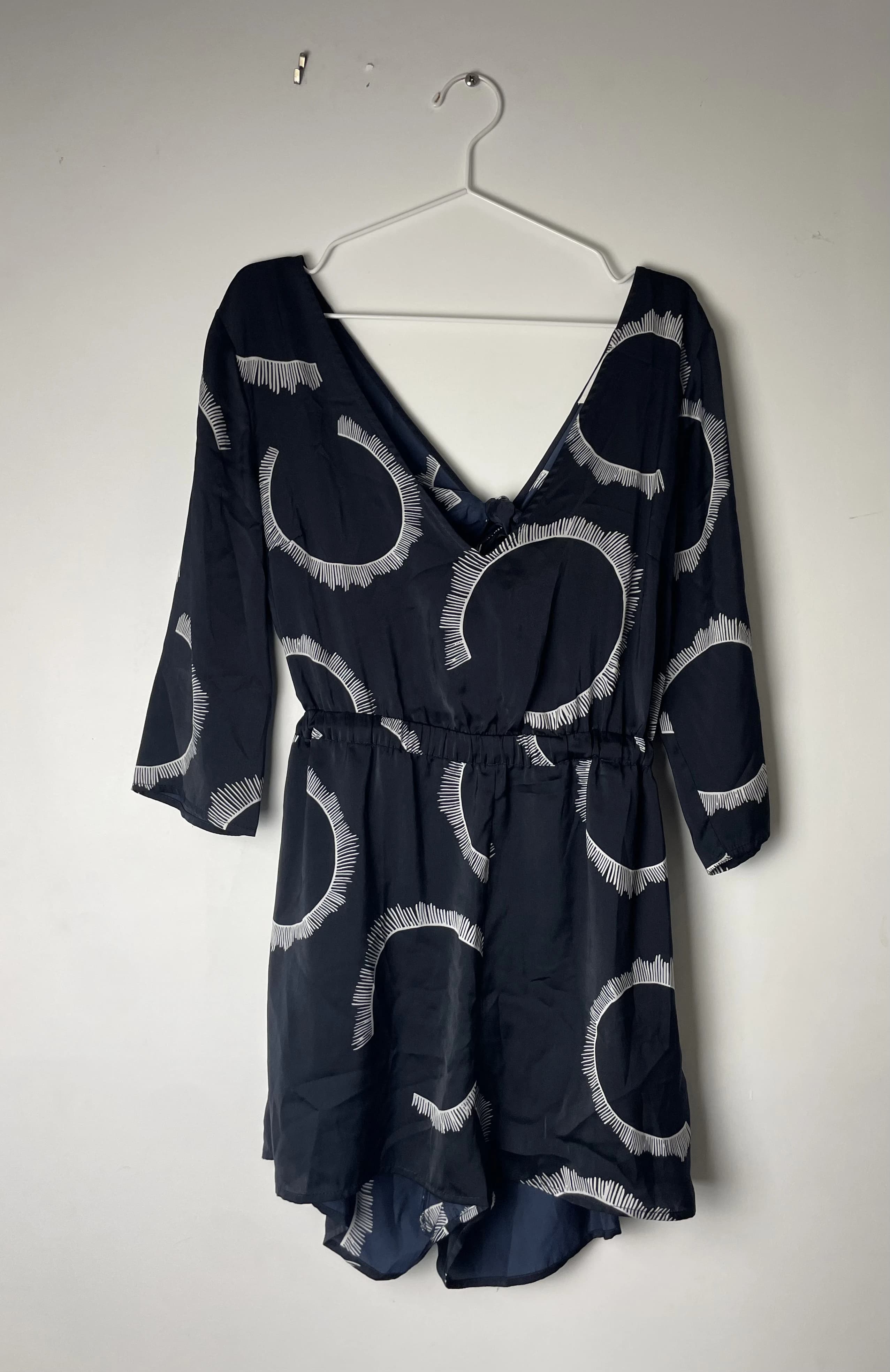 Milkandhoney Navy Blue Sunburst Pattern Cotton Dress Size 12 — photo 5 of 8