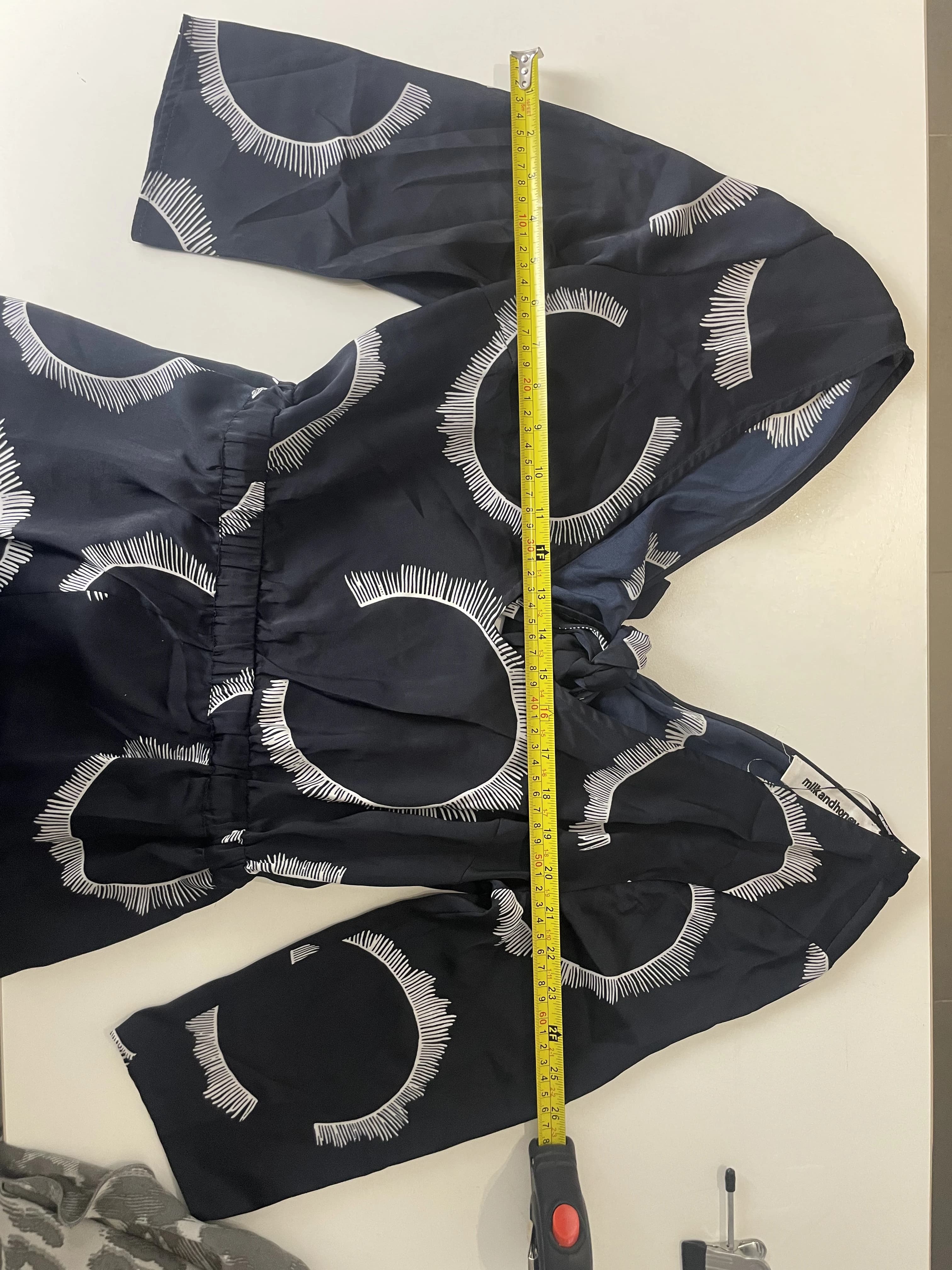 Milkandhoney Navy Blue Sunburst Pattern Cotton Dress Size 12 — photo 6 of 8