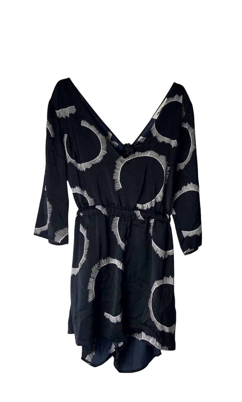 Milkandhoney Navy Blue Sunburst Pattern Cotton Dress Size 12 — photo 1 of 8