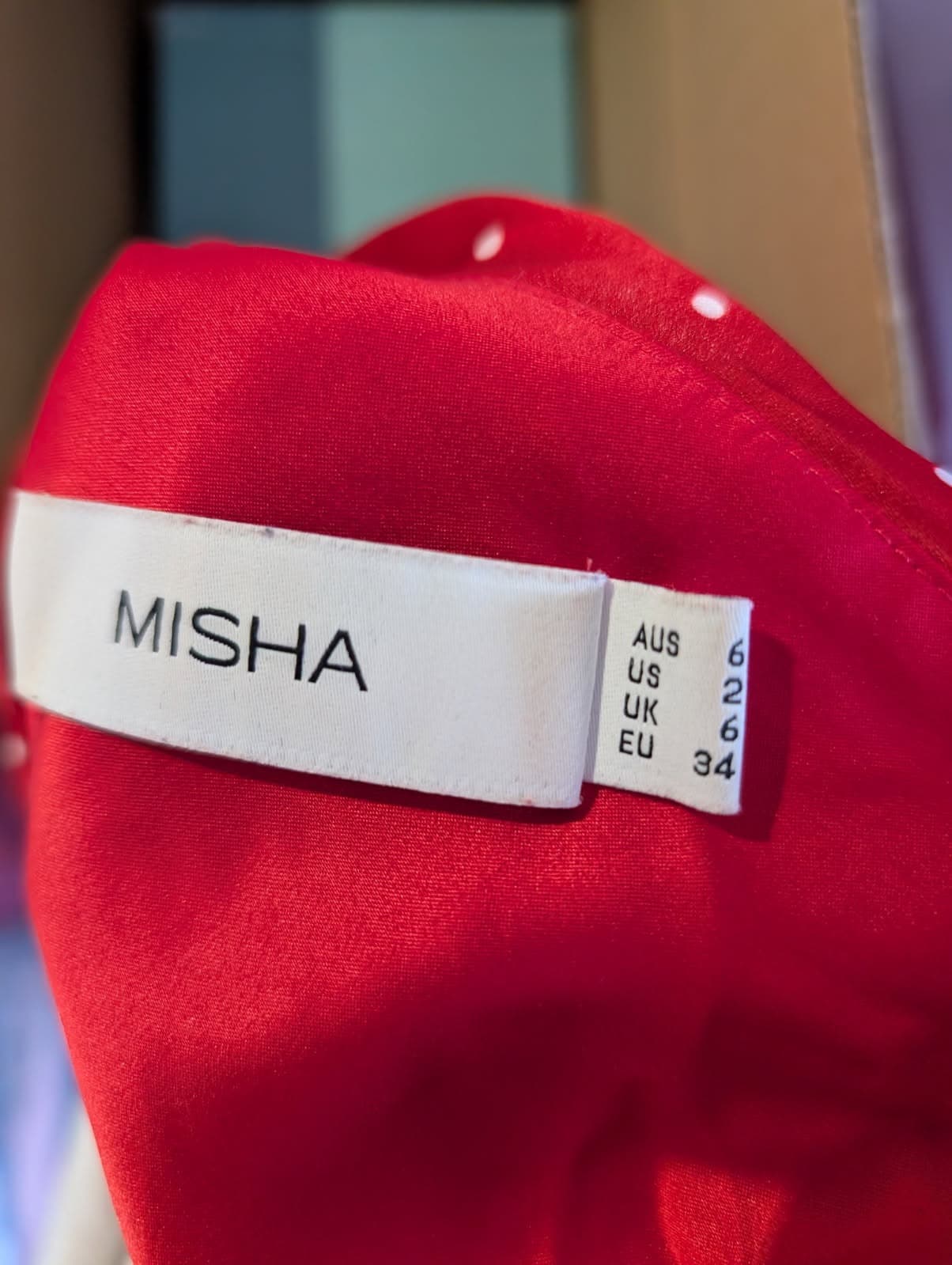 Misha Collection Toria One-Shoulder Puff Sleeve Top Red Polka Dot AU 6 — photo 4 of 6