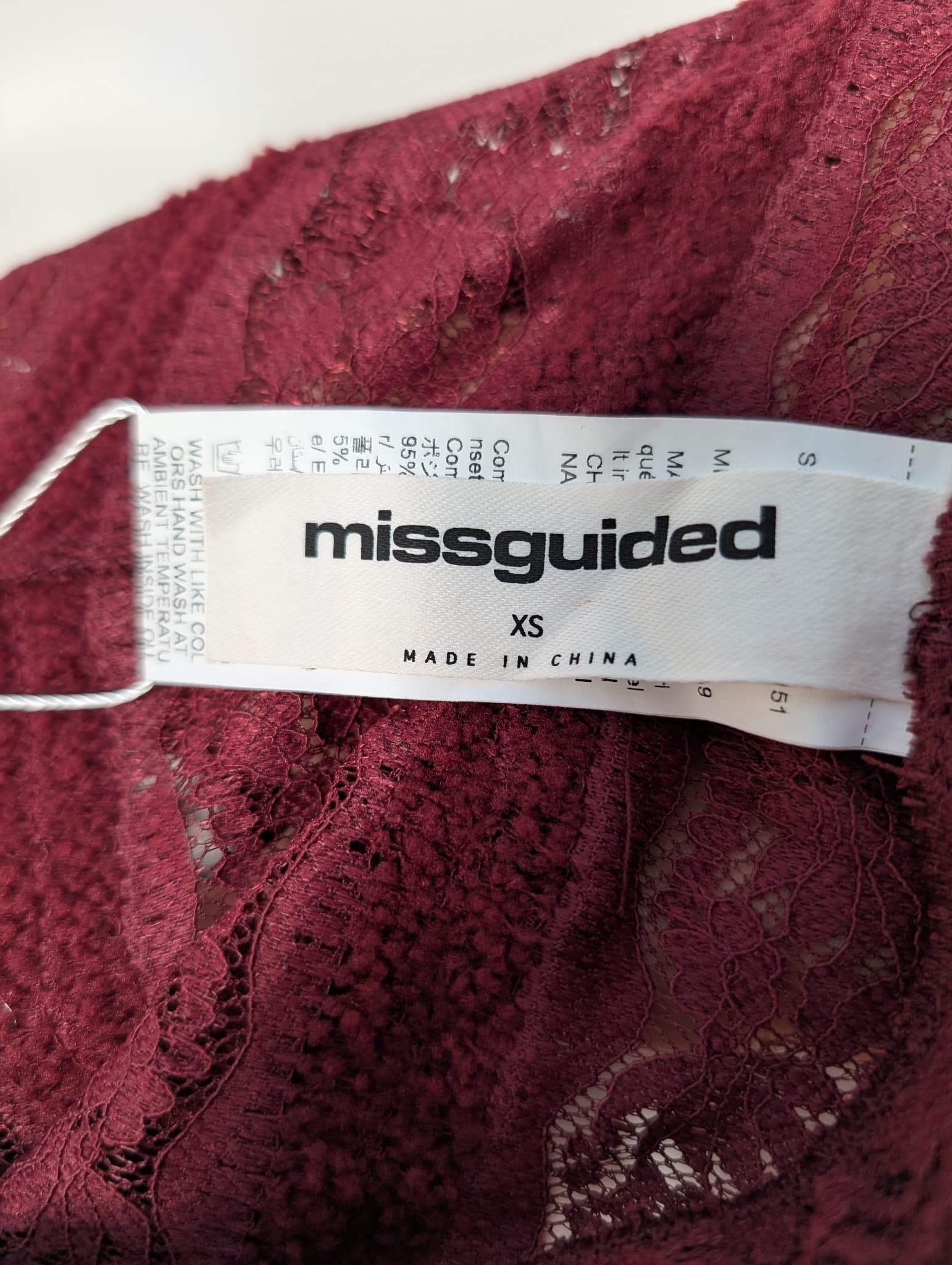 Missguided Lace High-Waisted Ruffled Shorts Burgundy Women's XS — photo 5 of 8
