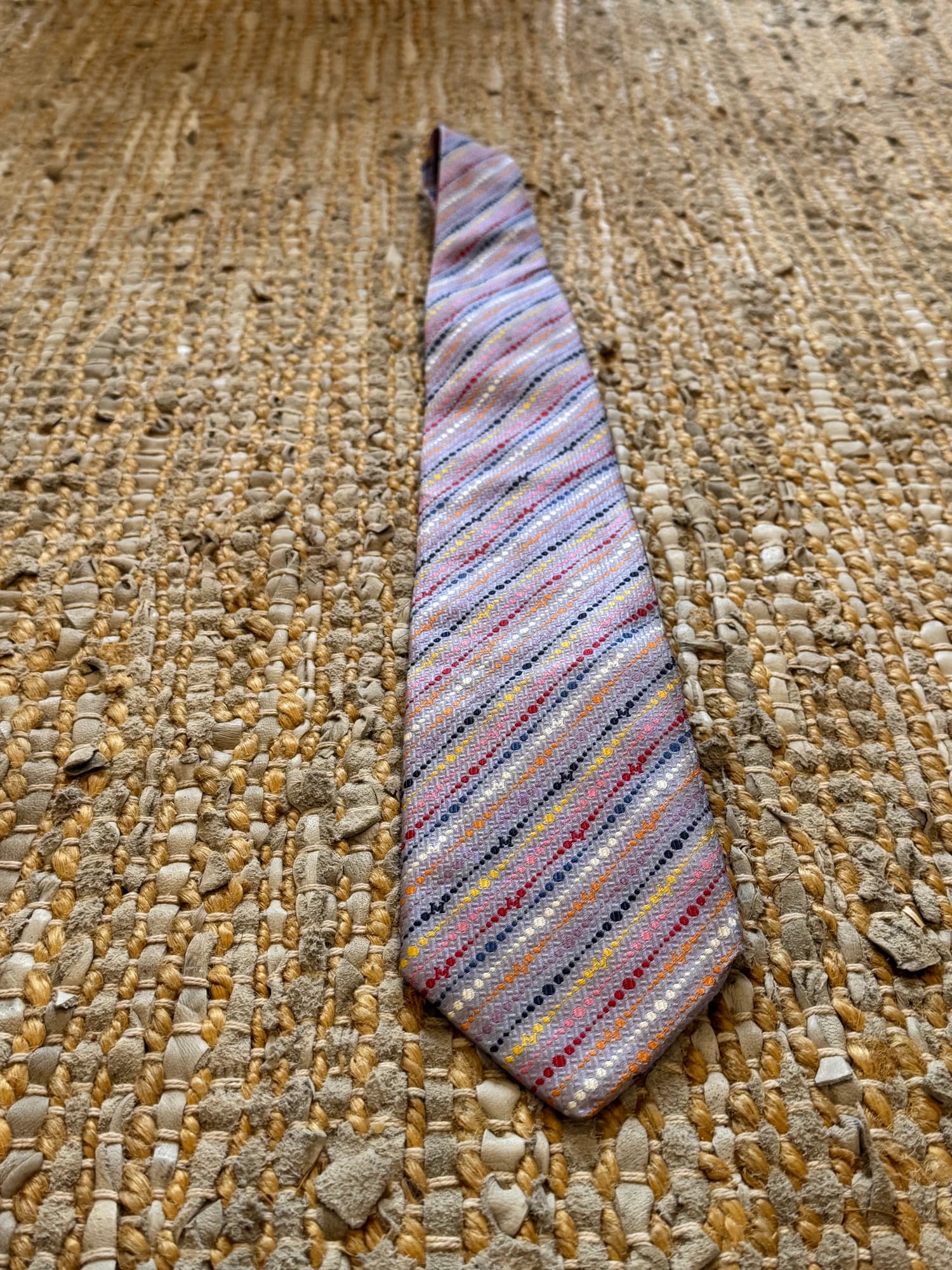 Missoni Italy Silk Necktie Multi-Color Dotted Stripe Pattern — photo 2 of 4