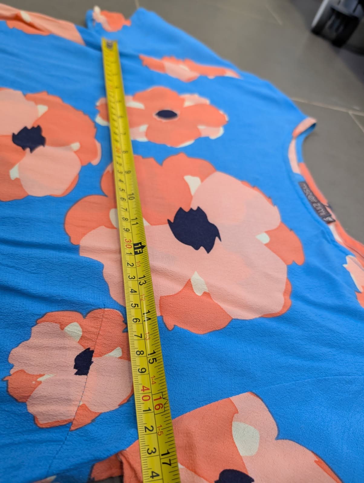 Mister Zimi Floral High-Low Dress Blue & Peach Poppy Print — photo 4 of 8