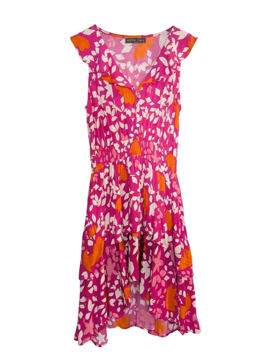 Mister Zimi Floral High-Low Dress - Pink & Orange Size 10 — photo 1 of 8