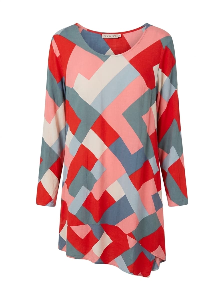 Mister Zimi Long Sleeve Dress Geometric Abstract Print — photo 1 of 10