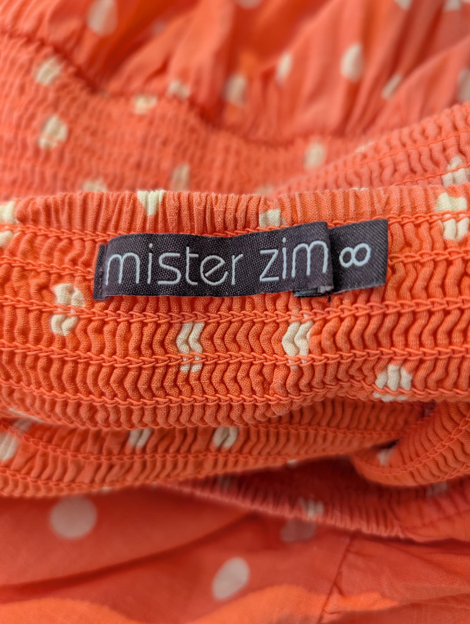Mister Zimi Polka Dot Smocked Tiered Maxi Dress Coral — photo 4 of 5