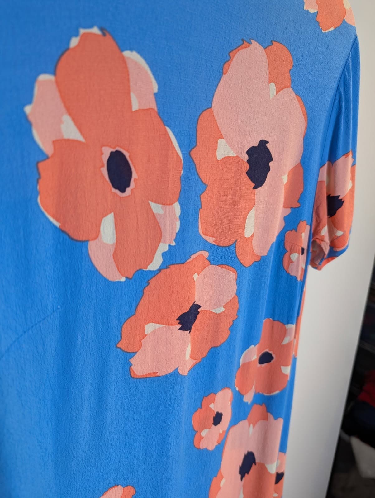 Mister Zimi Poppy Print High-Low Dress - Blue & Peach Size 12 — photo 2 of 8