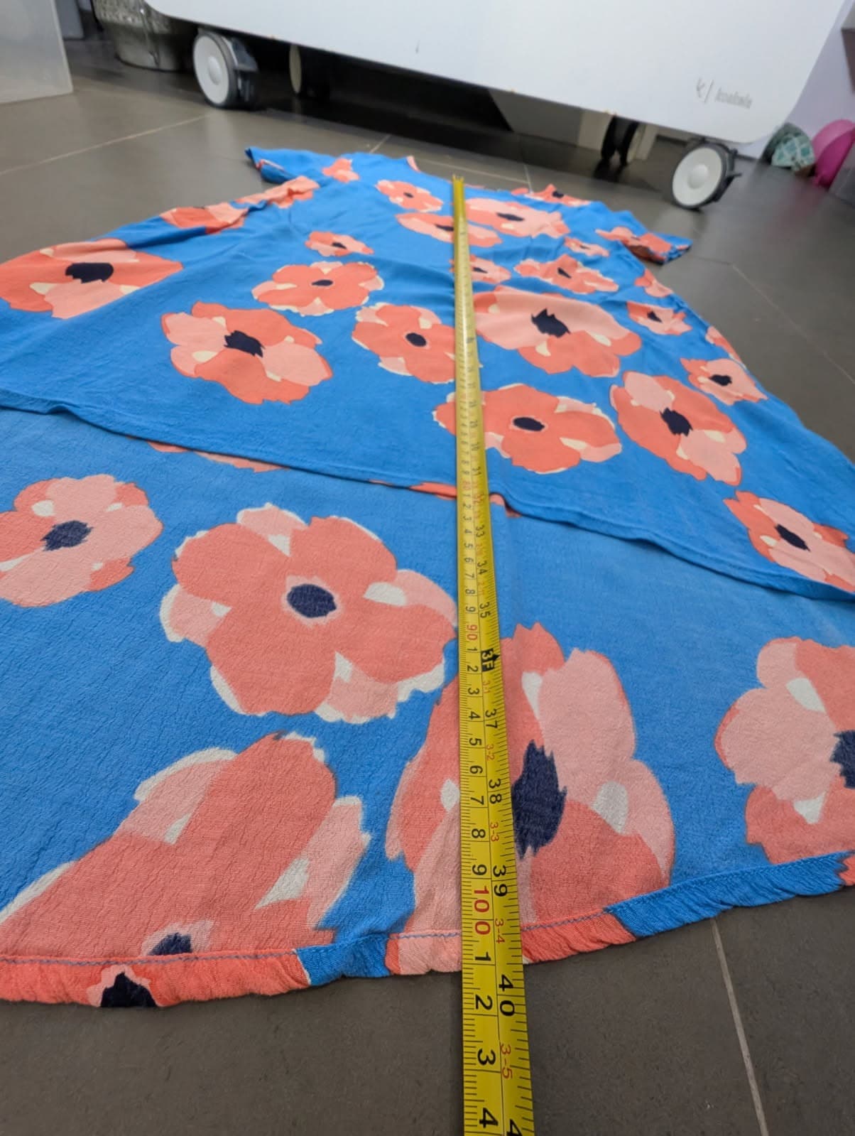 Mister Zimi Poppy Print High-Low Dress - Blue & Peach Size 12 — photo 3 of 8