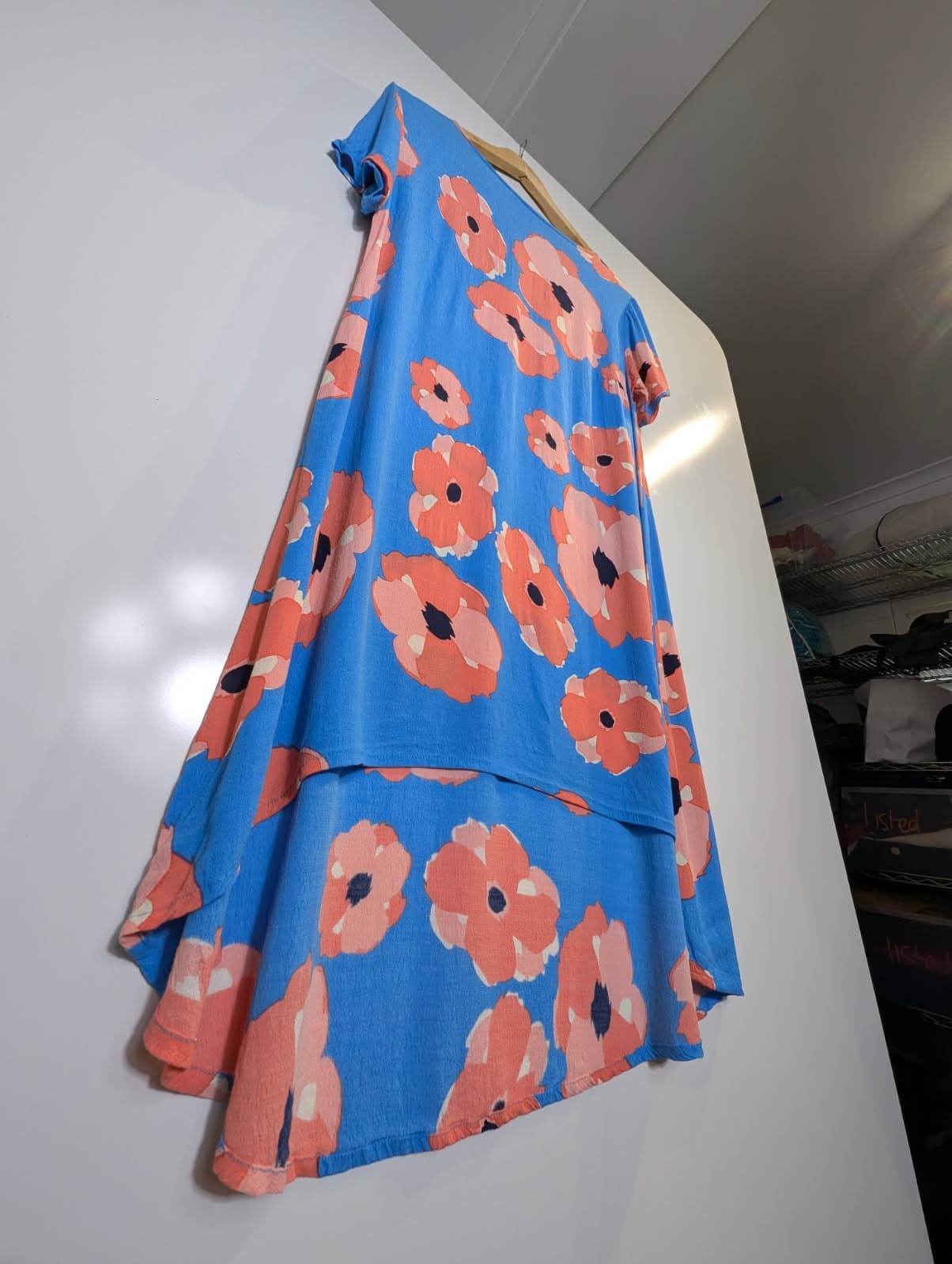 Mister Zimi Poppy Print High-Low Dress - Blue & Peach Size 12 — photo 5 of 8