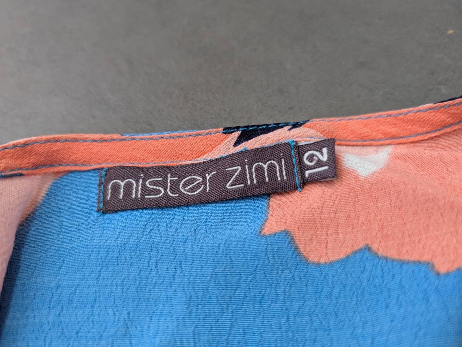 Mister Zimi Poppy Print High-Low Dress - Blue & Peach Size 12 — photo 8 of 8