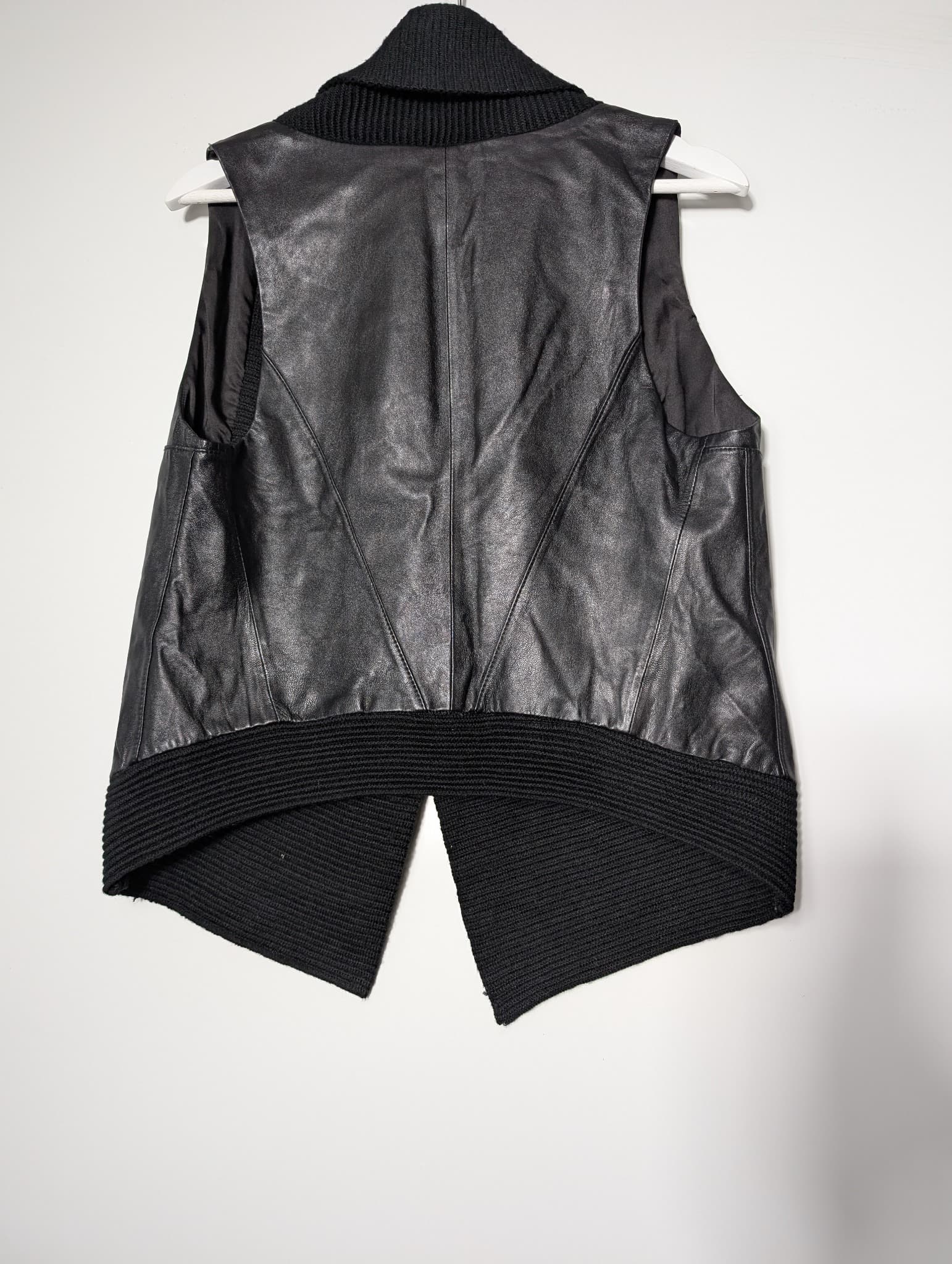 MM6 Maison Margiela Leather and Knit Open Front Vest Black Size 6 — photo 5 of 8