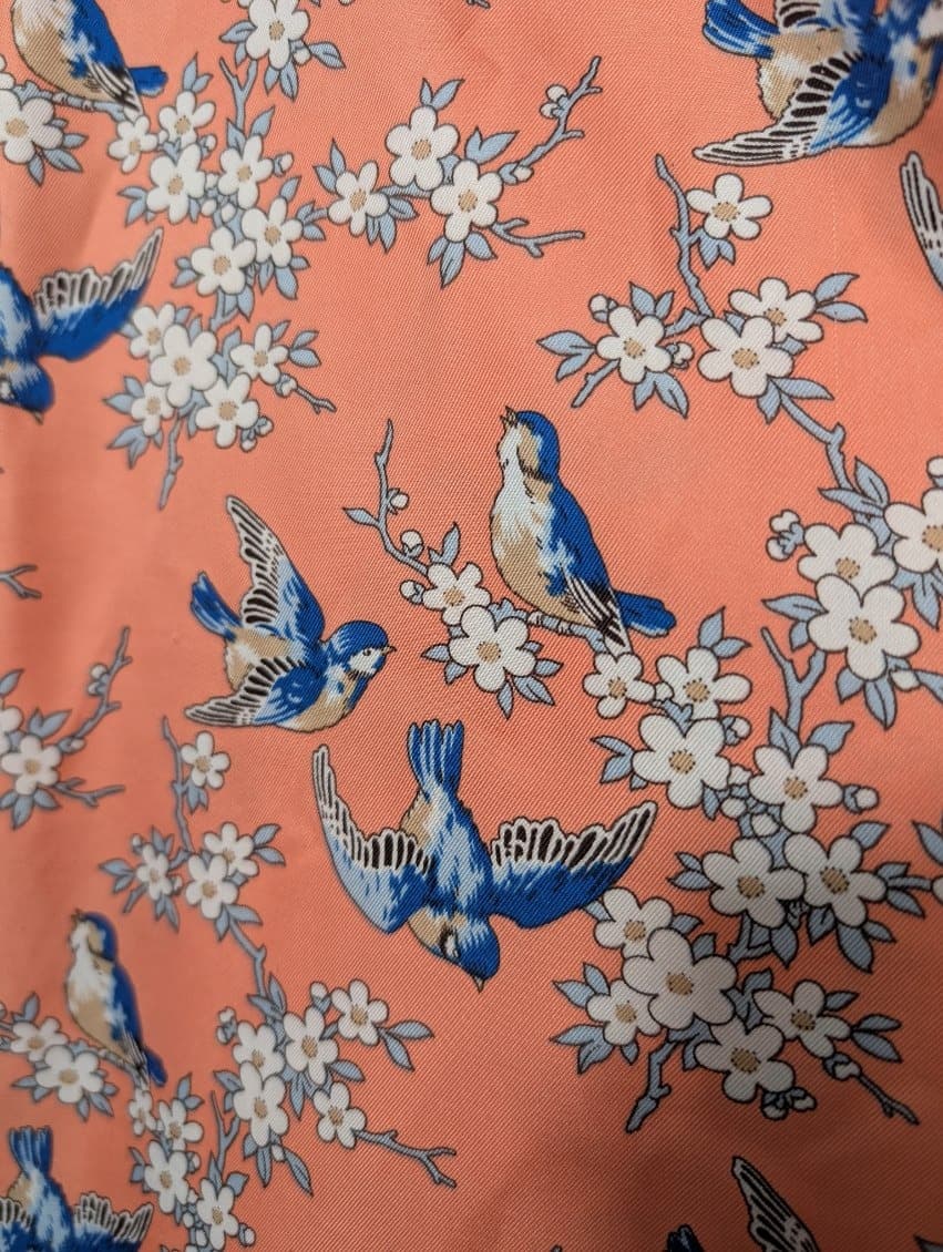 ModCloth Fleurette Wrap Dress Peach Bird Floral Size 14 — photo 3 of 7