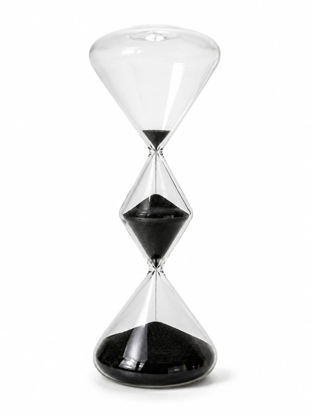 Modern Diamond-Shaped Glass Hourglass with Black Sand — photo 1 of 7