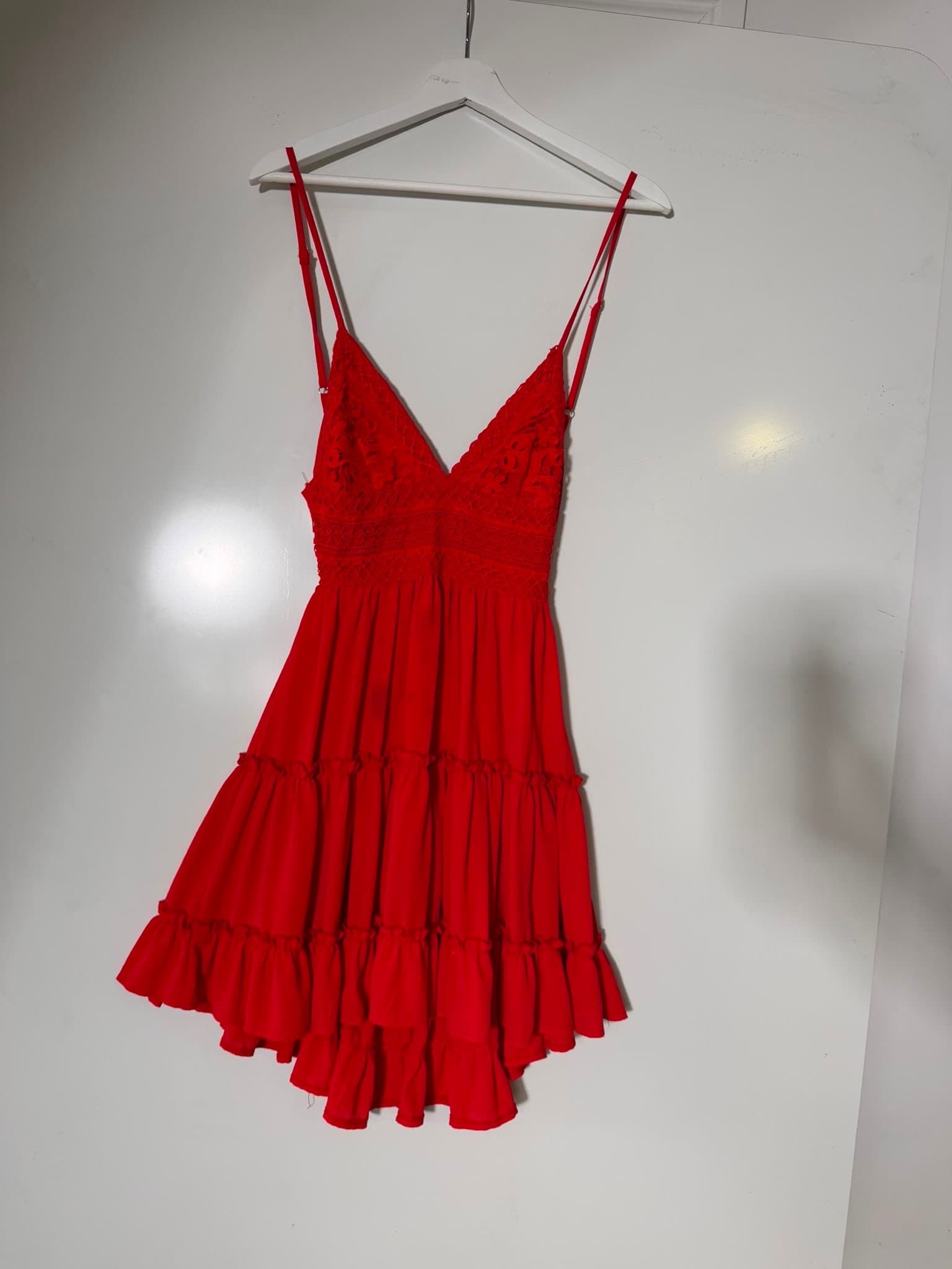 Morning Mist Tiered Mini Dress Red AU 8 — photo 1 of 3