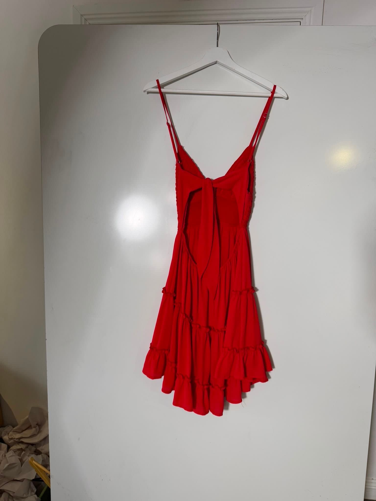 Morning Mist Tiered Mini Dress Red AU 8 — photo 2 of 3