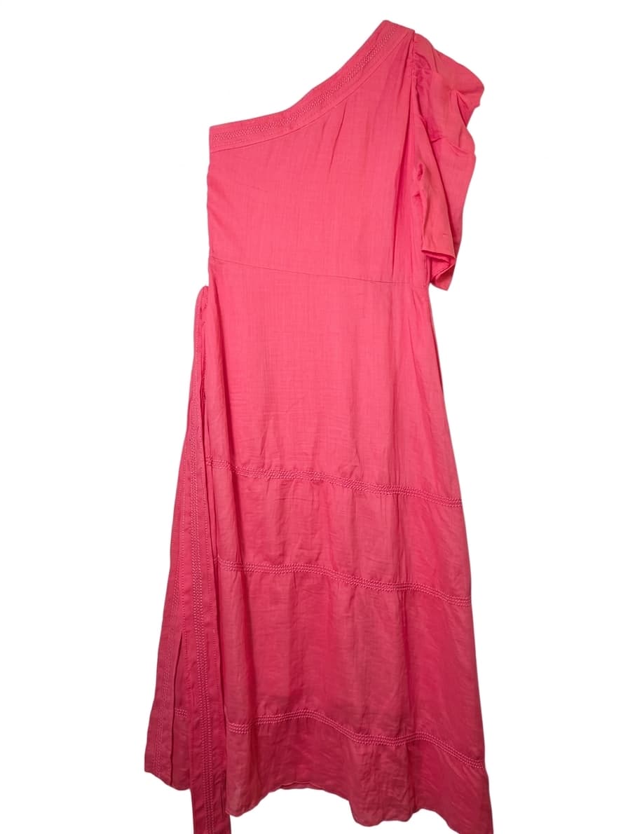 Morrison One-Shoulder Tiered Midi Dress Pink Size 2 — photo 1 of 8