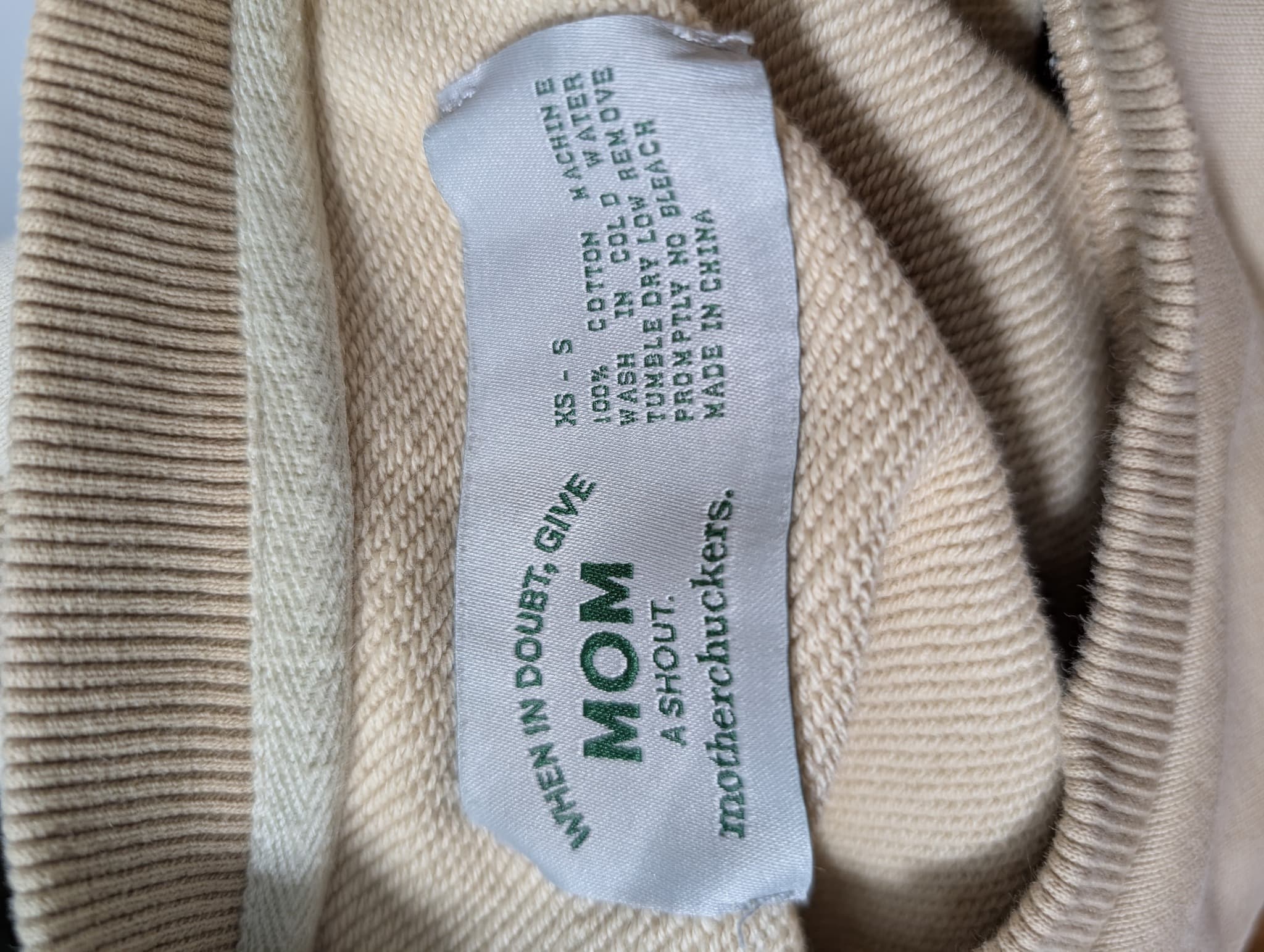 motherchuckers Work From Home Club 2020 Embroidered Sweatshirt Beige XS-S — photo 6 of 6