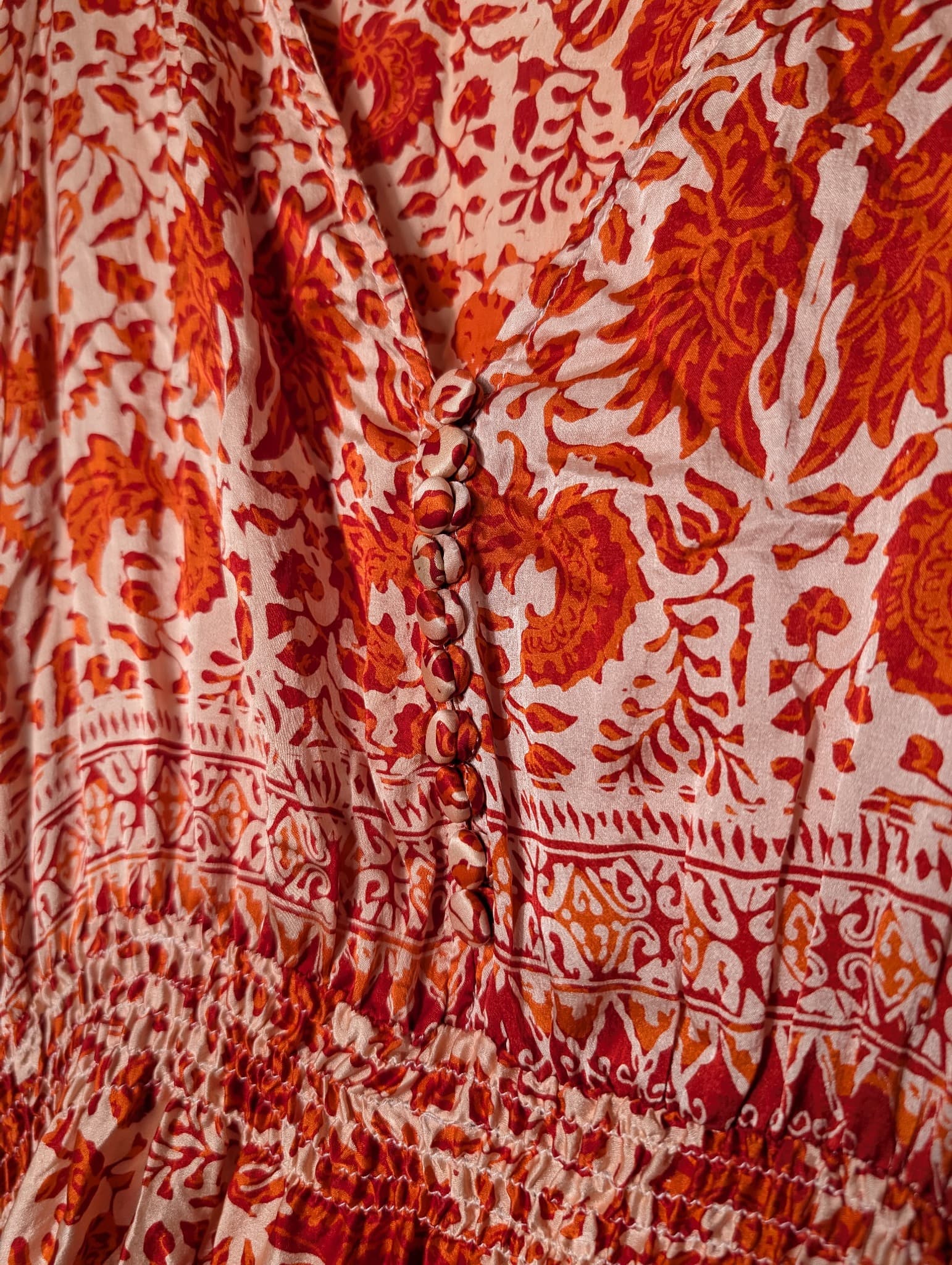Natalie Martin Silk Floral Maxi Dress Sunset Orange XS/S — photo 2 of 6
