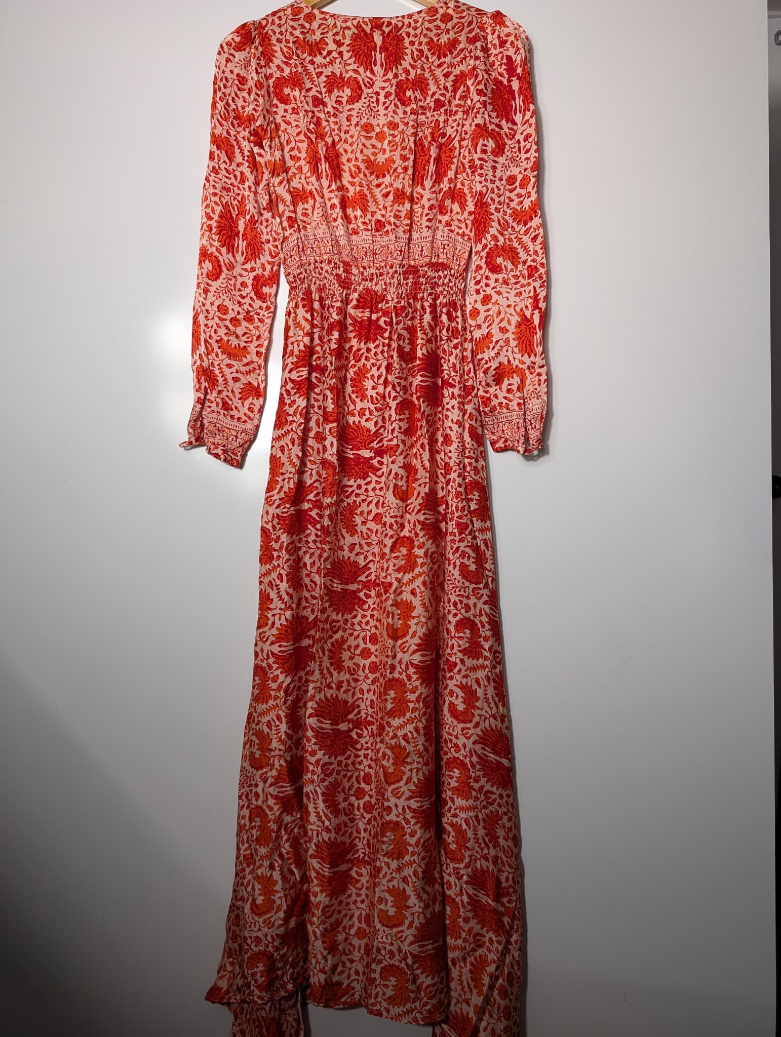 Natalie Martin Silk Floral Maxi Dress Sunset Orange XS/S — photo 4 of 6