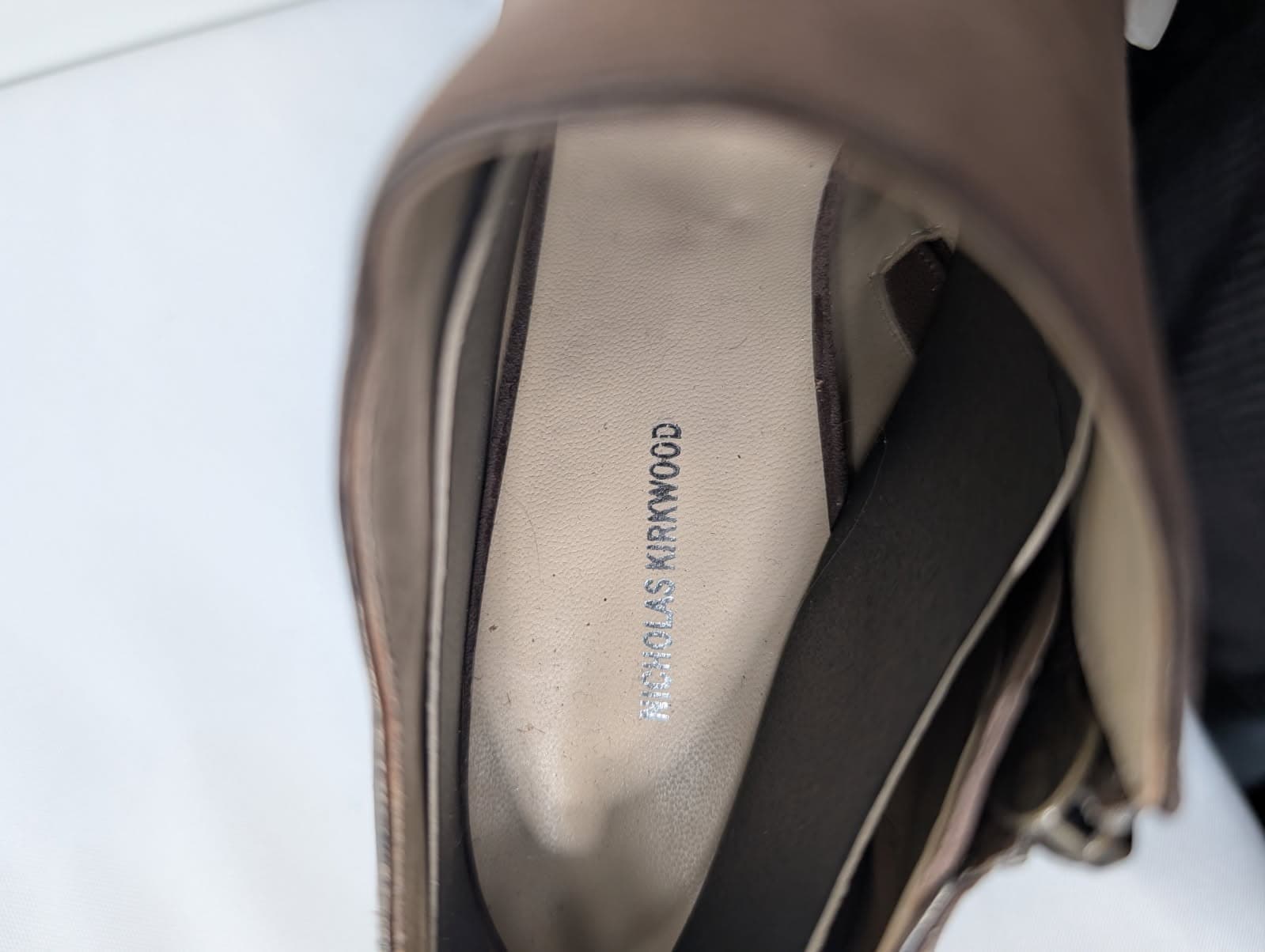 Nicholas Kirkwood Suede & Metallic Leather Peep-Toe Platform Booties Size 38.5 — photo 6 of 8