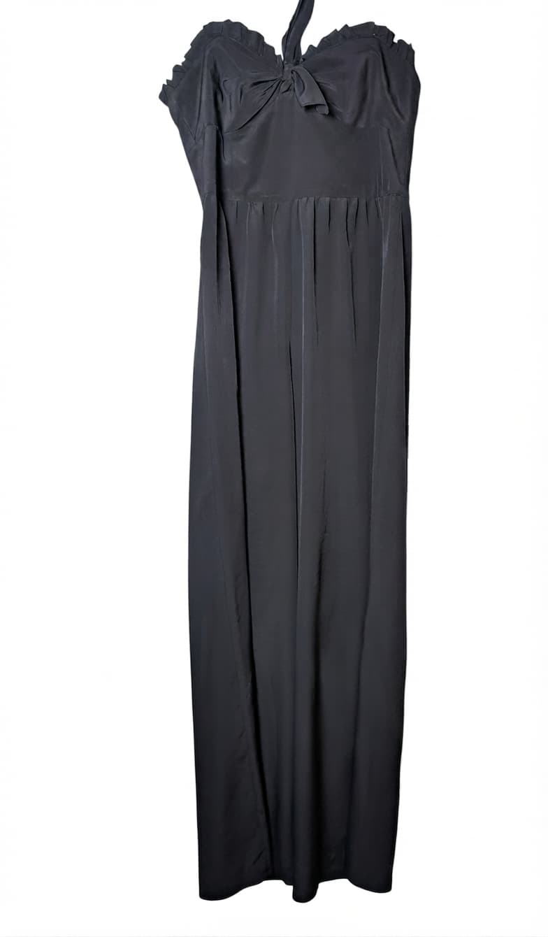 Nicola Finetti Sleeveless Ruffle-Trim Tie-Front Jumpsuit Black Size 14 — photo 1 of 7
