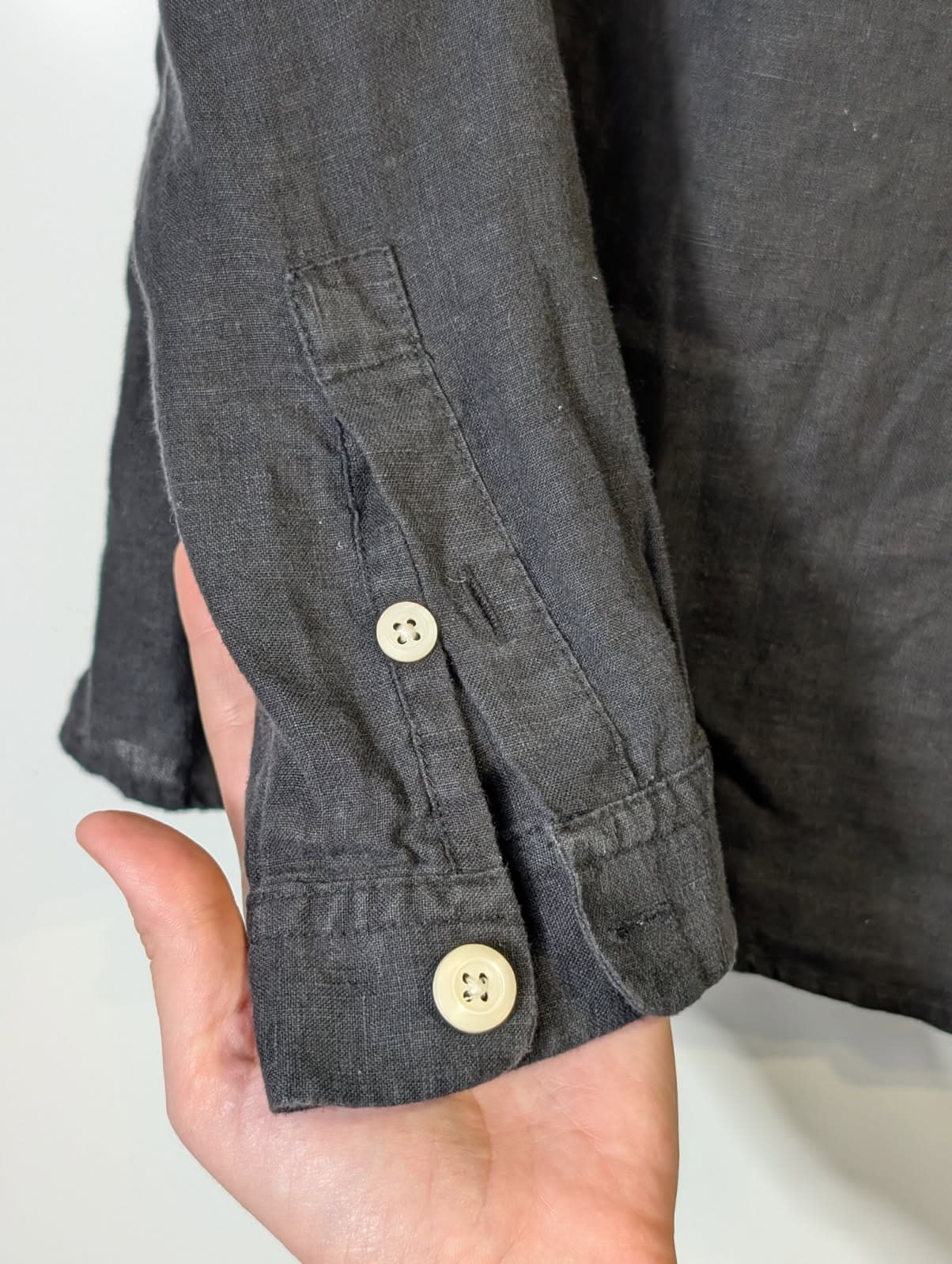 Noak London Quarter-Zip Linen Shirt Black Men's Long Sleeve — photo 3 of 4