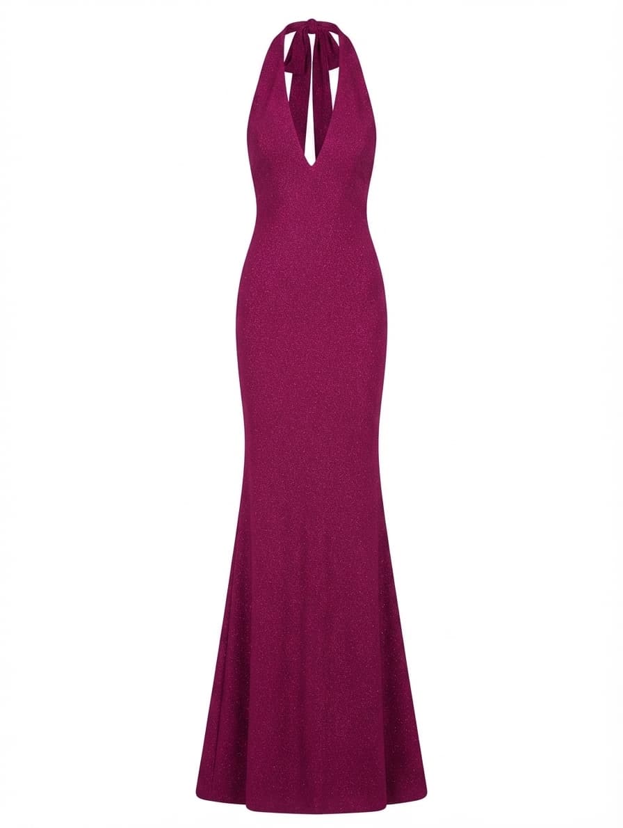 Nookie Glitter Halter Neck Maxi Dress Magenta Size S — photo 1 of 10
