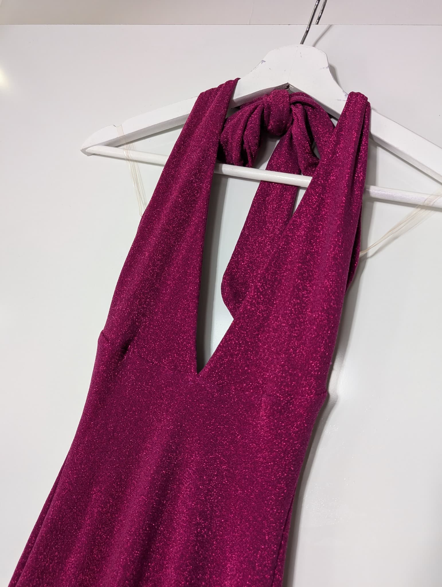 Nookie Glitter Halter Neck Maxi Dress Magenta Size S — photo 2 of 10