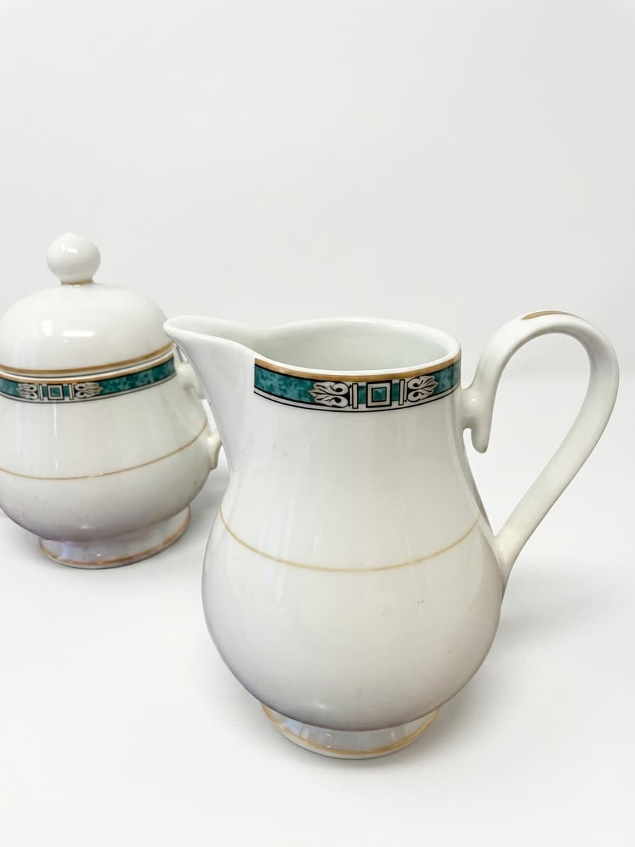 Noritake Legendary Creamer and Sugar Bowl Set Green 4139 — photo 1 of 5