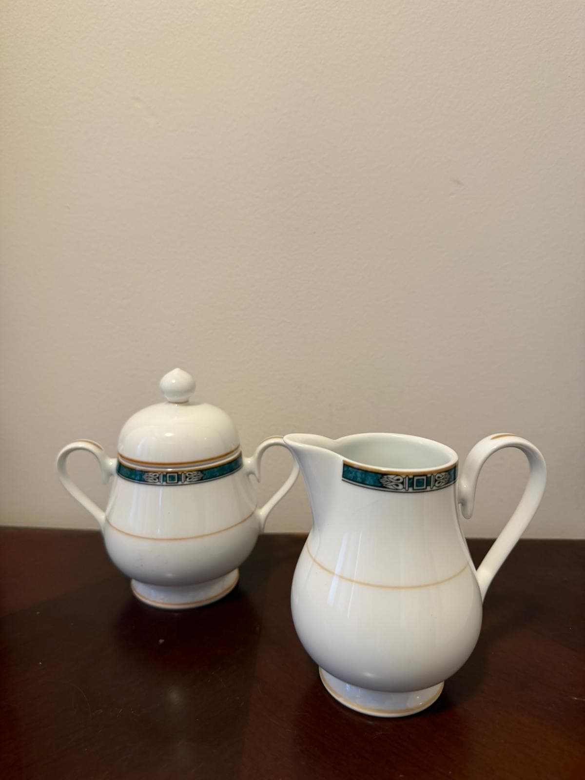 Noritake Legendary Creamer and Sugar Bowl Set Green 4139 — photo 4 of 5