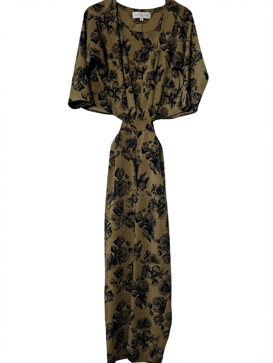 Notes du Nord Floral Cutout Midi Dress Olive Green Size 36 — photo 1 of 9