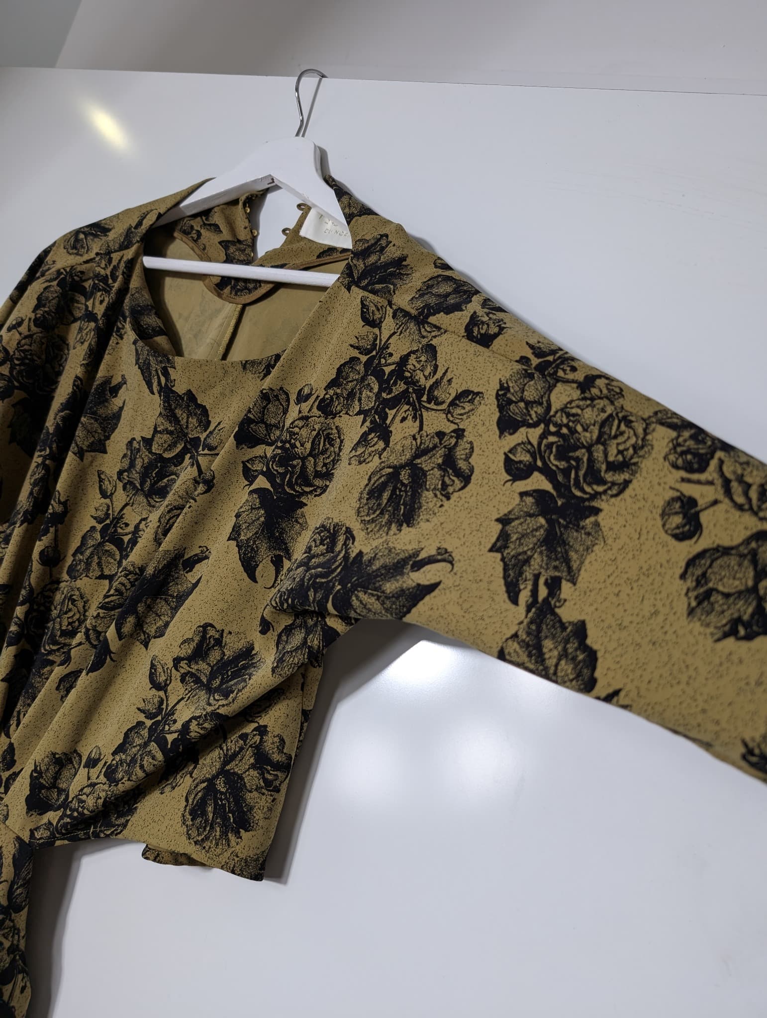 Notes du Nord Floral Cutout Midi Dress Olive Green Size 36 — photo 2 of 9