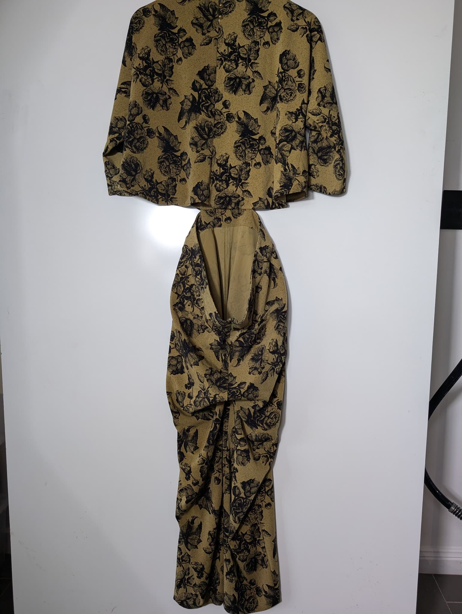 Notes du Nord Floral Cutout Midi Dress Olive Green Size 36 — photo 6 of 9