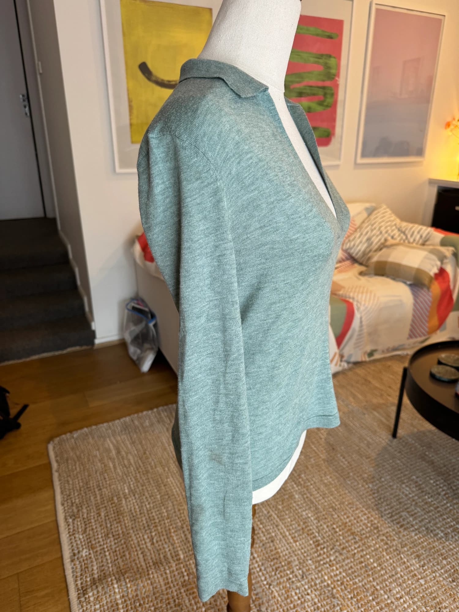 Nude Lucy Sage Green V-Neck Long Sleeve Knit Top Size S — photo 4 of 10