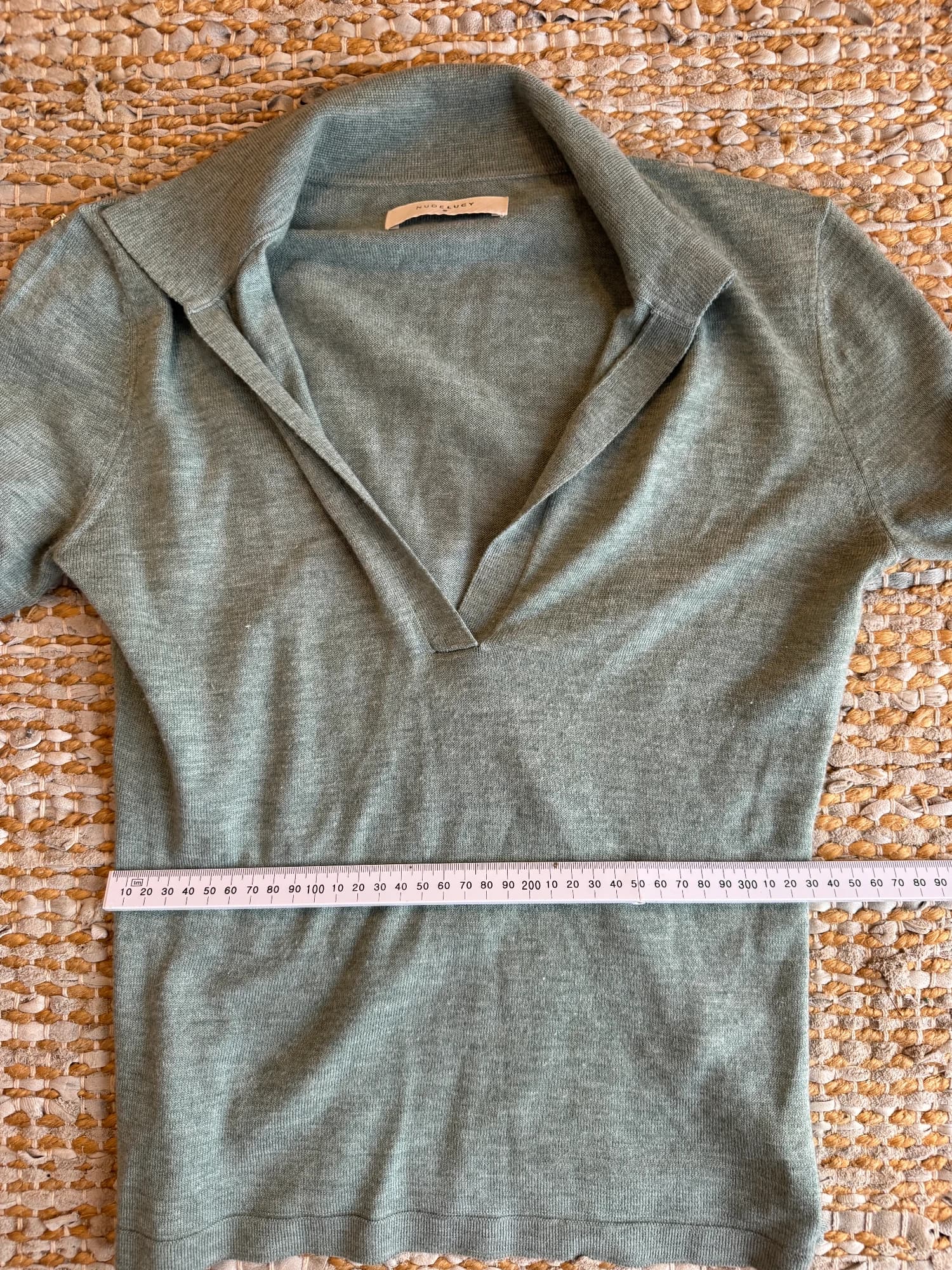 Nude Lucy Sage Green V-Neck Long Sleeve Knit Top Size S — photo 9 of 10