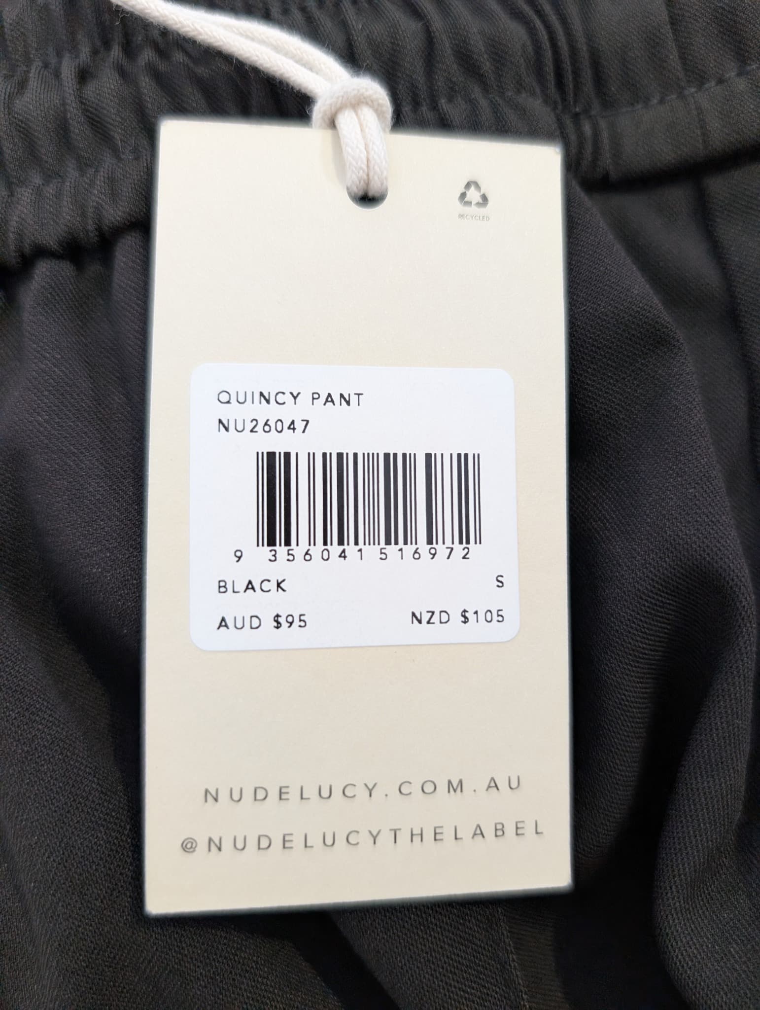 NUDELUCY Quincy Pant Wide Leg Trousers Black Size S — photo 4 of 6
