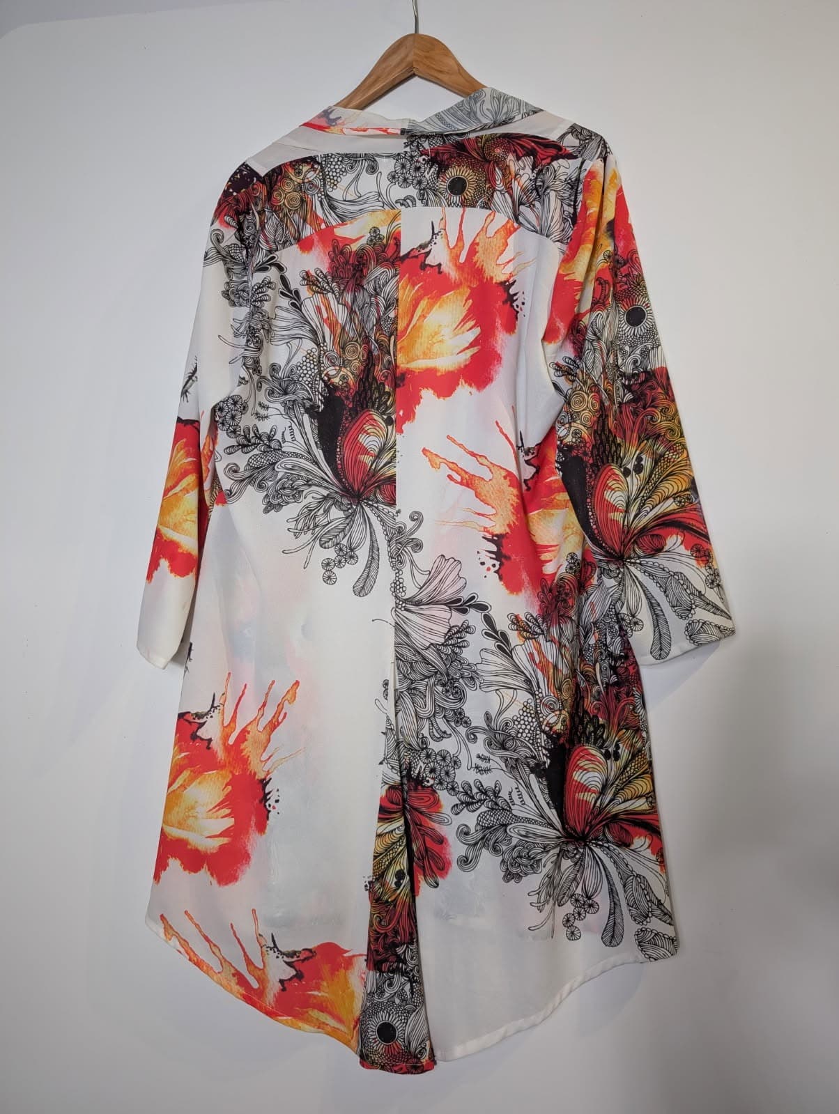 Obi New Zealand Abstract Floral Print Open Front Duster Cardigan - Size 16 — photo 7 of 7