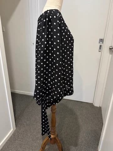 One Teaspoon Black and White Polka Dot Off-the-Shoulder Long Sleeve Top — photo 6 of 16