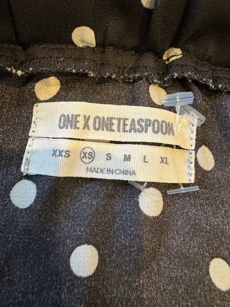 One Teaspoon Black and White Polka Dot Off-the-Shoulder Long Sleeve Top — photo 7 of 16